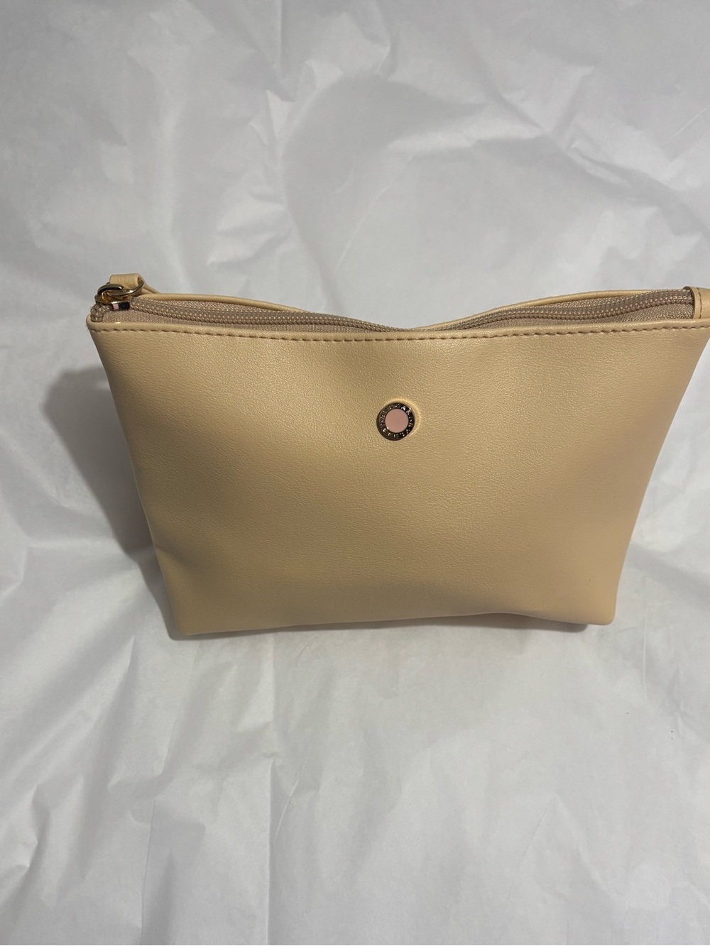 Bvlgari Cream Cosmetic Case with Pink Accent